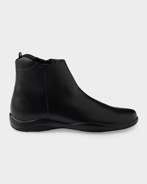 Prada Men's Leather Embossed-Logo Zipped Ankle Boots | Neiman Marcus