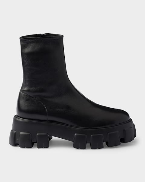 Prada Leather Front-Zip Ankle Boots | Neiman Marcus