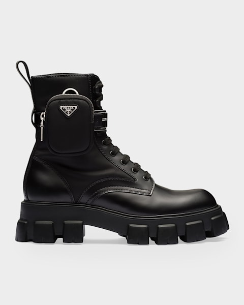 Prada Men's Monolith Brushed Leather Chelsea Boots | Neiman Marcus