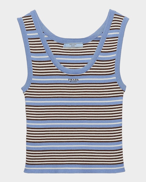 Prada Striped Knit Cropped Top | Neiman Marcus