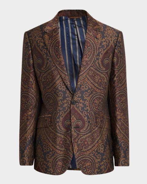 dunhill Men's Wool and Linen Tattersall Check Single-Breasted