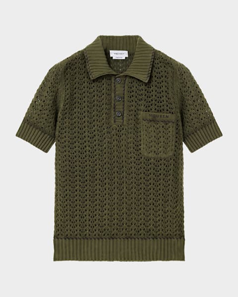 Moncler Men's Long-Sleeve Zip Polo Sweater | Neiman Marcus