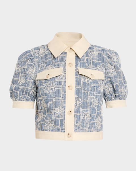 Prada Sequin Embroidered Short-Sleeve Top | Neiman Marcus