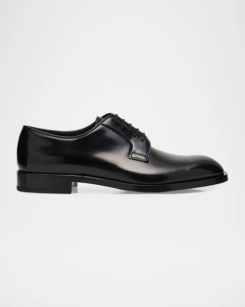 Prada Men's Brushed Leather Derby Shoes | Neiman Marcus