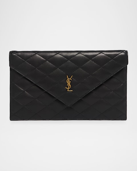 Saint Laurent Cassandra YSL Wallet on Chain in Croc Embossed