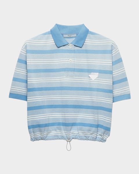 Prada Striped Cotton Pique Polo Shirt | Neiman Marcus
