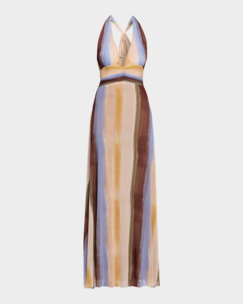 Balmain Halter Open-Back Knit Maxi Dress | Neiman Marcus
