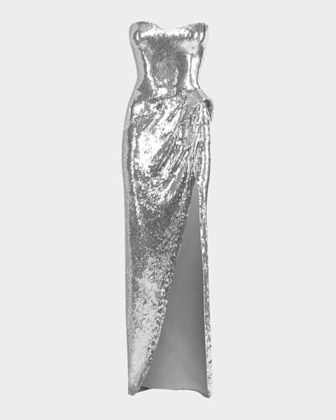 Aidan Mattox Beaded Halter Column Gown | Neiman Marcus