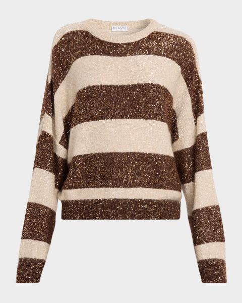 Brunello Cucinelli Wool-Mohair Diamante Openwork Sweater | Neiman