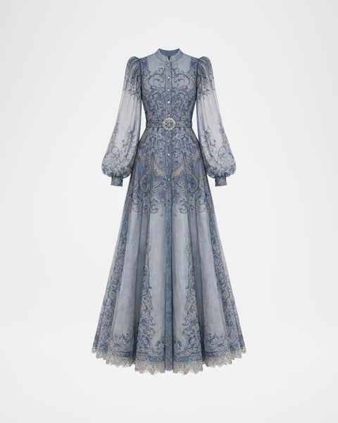 ganni organza dress blue Ganni Blue Organza Dress ?GANNI? Organza Printed Smock Dress Heather Blue  Floral Print EU 34 NWT