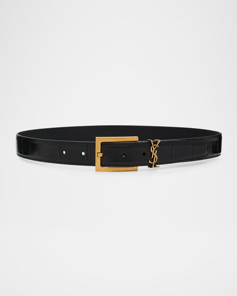 Saint Laurent Patent Leather Belt With Engraved Brass Buckle  display picture 1