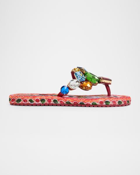 Dolce&Gabbana Keira Floral Jeweled Mule Sandals | Neiman Marcus display picture 1