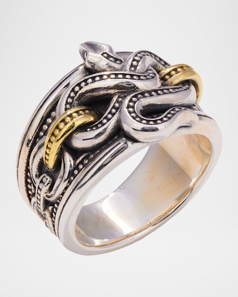 Konstantino Anthos Sterling Silver and 18K Gold Dark Quartz Ring
