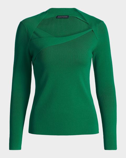 Prada Bicolor Cropped Knit Sweater | Neiman Marcus