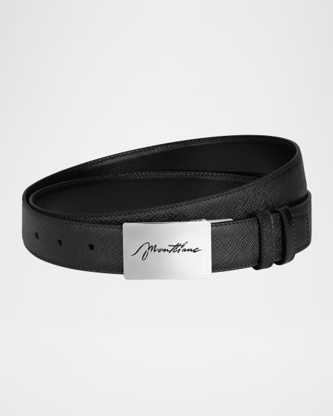 Montblanc Men's Rectangle Pin Buckle Leather Belt | Neiman Marcus