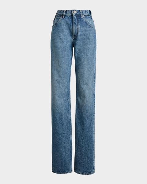 パンツ Ralph Lauren Wide Straight Denim Pants Polo Ralph Lauren Embroidered Relaxed Straight Jeans | Neiman Marcus