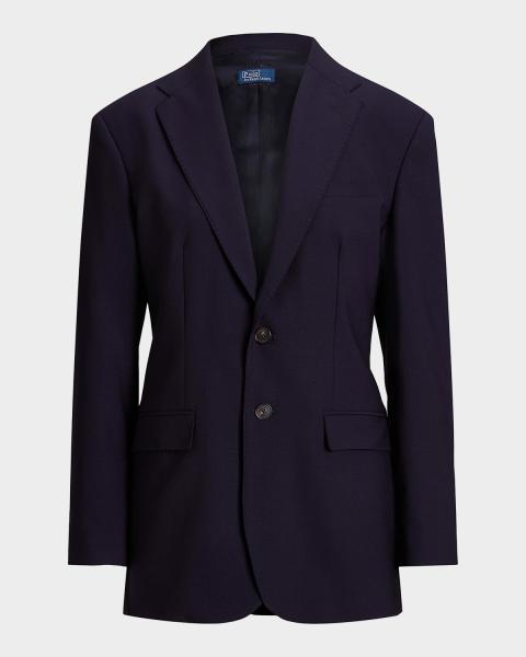 POLO RALPH RAUREN Navy blazer 36 紺ブレ ナス紺 Polo Ralph Lauren Double-Breasted Wool-Blend Blazer | Neiman Marcus