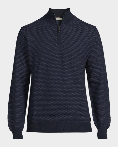 Ralph Lauren Purple Label Men's Piqué-Knit Wool Quarter-Zip