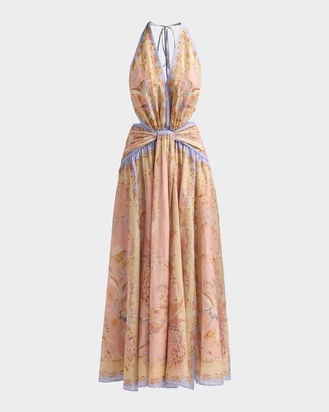 Johnny Was Riona Tiered Floral-Print Silk Maxi Dress
