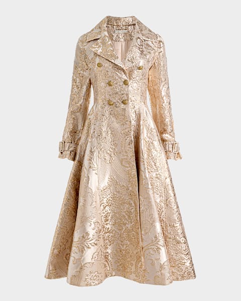 knee length dresses for ladies Jacquard Spring and Autumn Coat Lapel Flower Long Coat Dress