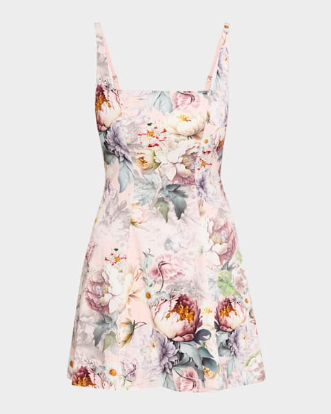 LEO LIN Blair Embroidered Floral Applique Mini Dress | Neiman Marcus