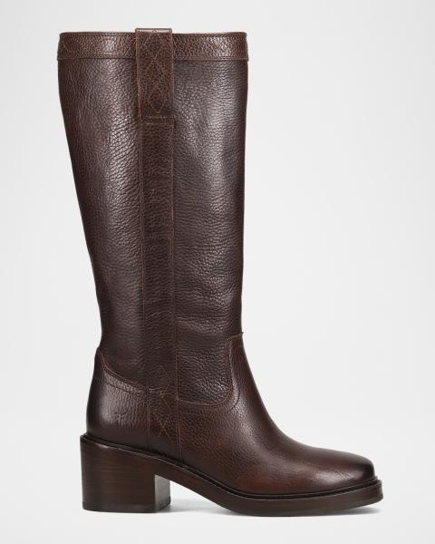 Tory Burch Brown Leather Tall Riding Boots with Logo Medallion New sz 9.5 Tory Burch Brown Leather Logo The Riding Knee  main image 2