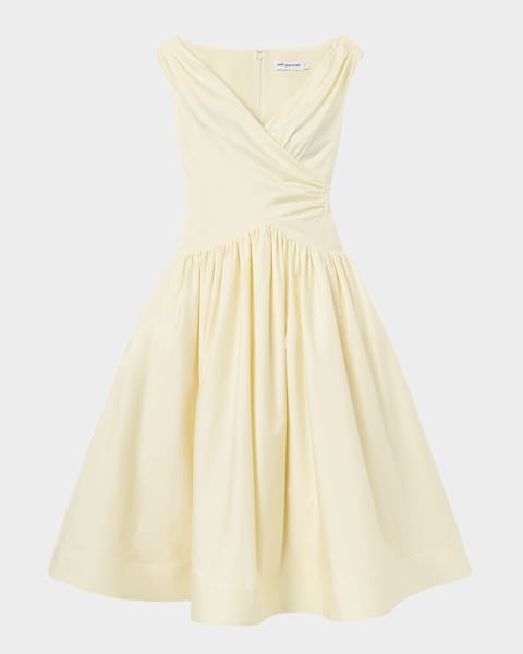 sachin and babi light blue dress Yellow Micro Ruffle Strapless Midi Dress