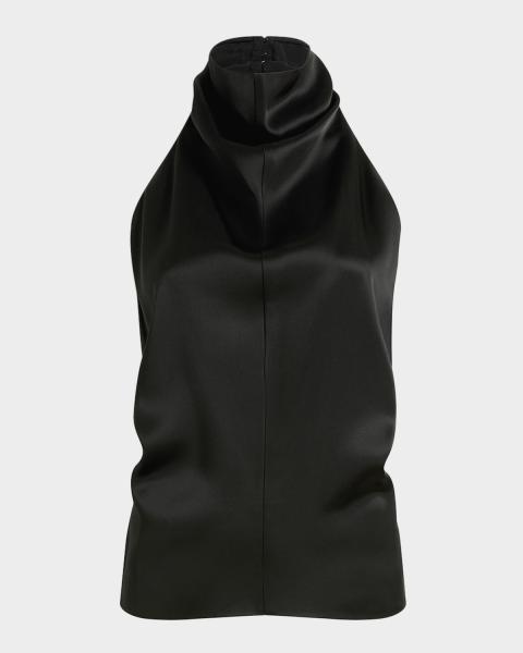 Saint Laurent Draped Crossover Halter Top | Neiman Marcus