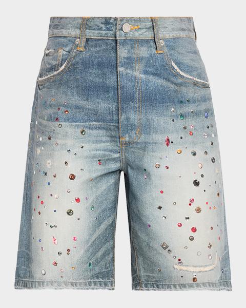 Amiri Men's Bleach Bandana Denim Shorts | Neiman Marcus