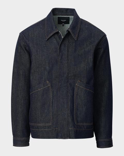 Hudson Men's Worker Coated Black Denim Jacket | Neiman Marcus