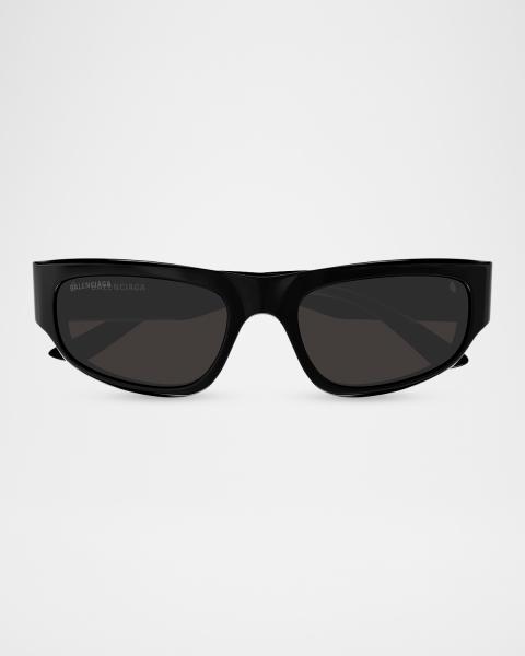 サンローラン Saint Laurent Men's Mask Flat-Top Propionate Shield Sunglasses