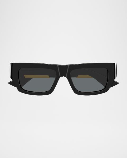 Bottega Veneta Men's BV1457S-001 Acetate Rectangle Sunglasses
