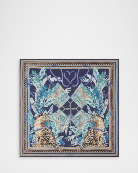 FERRAGAMO Poised Leopards Print Silk Scarf | Neiman Marcus