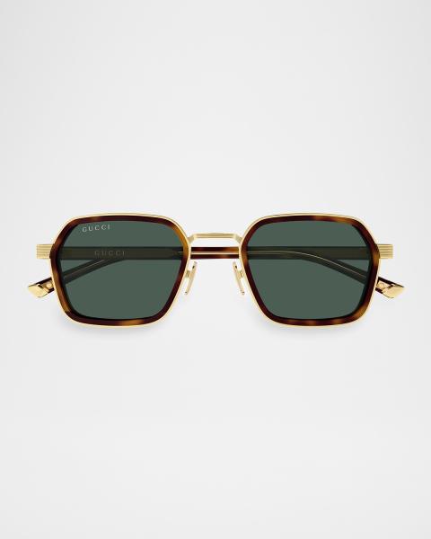 Gucci Men's Metal Rectangle Sunglasses | Neiman Marcus