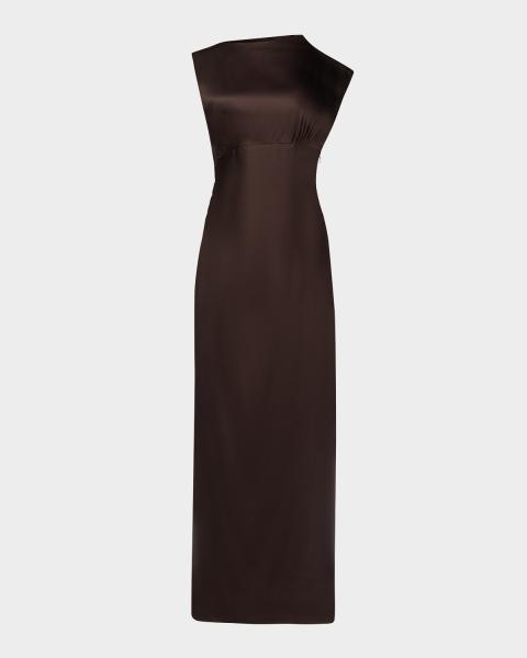 leather bridesmaid dress TWP Lola Column mocha bridesmaid dresses