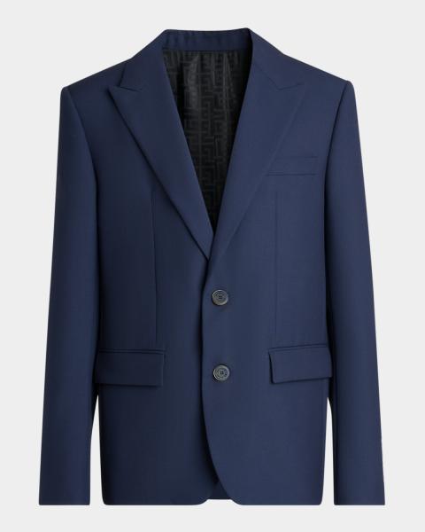 Balmain Men's Satin Peak Lapel Double-Breasted Blazer Jacket