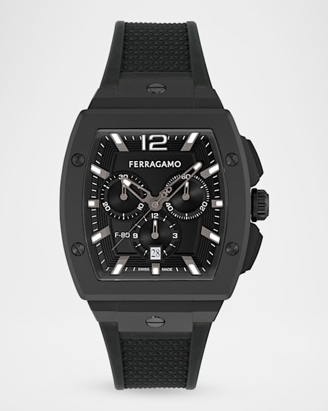 ;*;様 Ferragamo 腕時計 ブラック　稼働品 Ferragamo F-80 44mm Translucent Black Bioplastic Chronograph Watch