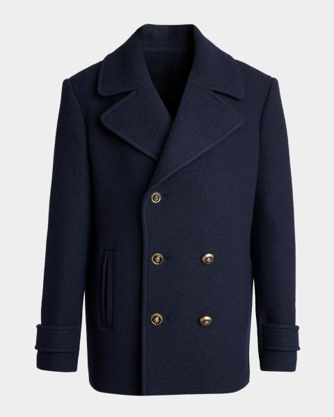 Homme Plissé Issey Miyake Men's Wool Like Light Pleated Long Coat
