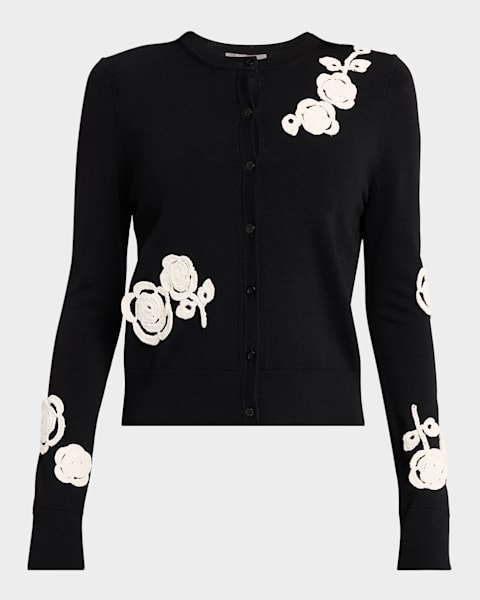 ALICE + OLIVIA Bradford Celestial StaceFace Cardigan | Neiman Marcus