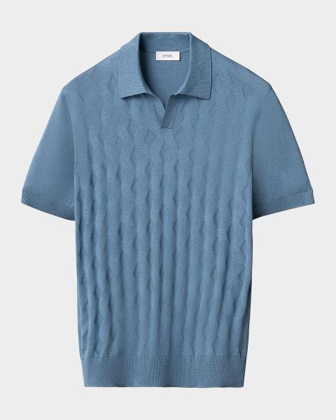 Eton Men's Merino Wool Popcorn Stitch Polo Sweater | Neiman Marcus