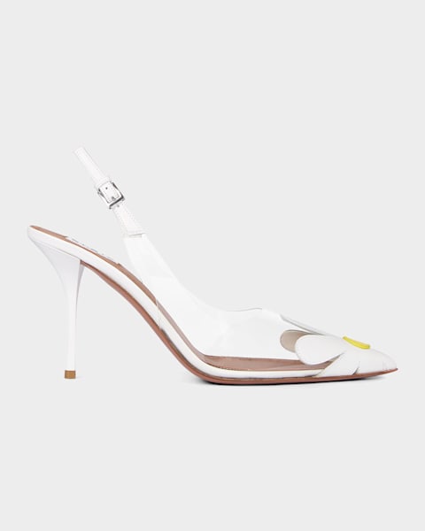ALAIA Leather d'Orsay Square-Toe Pumps | Neiman Marcus