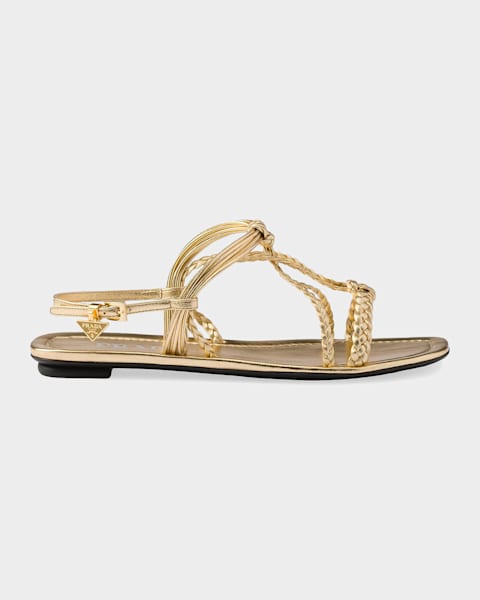 Prada Mordore Nappa Leather Block-Heel Sandals | Neiman Marcus