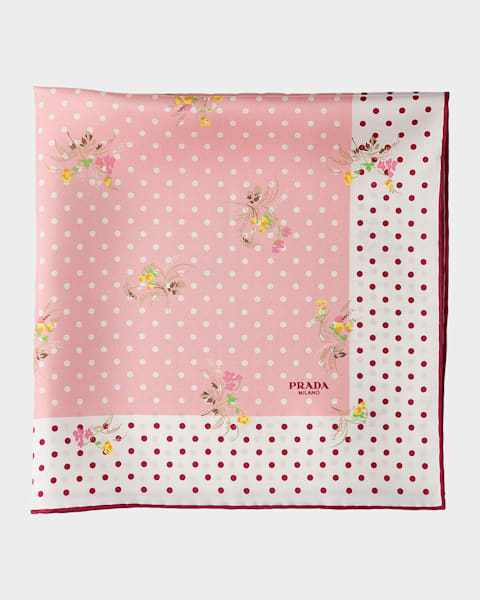 Prada Geometric and Lips Graphic Twill Scarf | Neiman Marcus