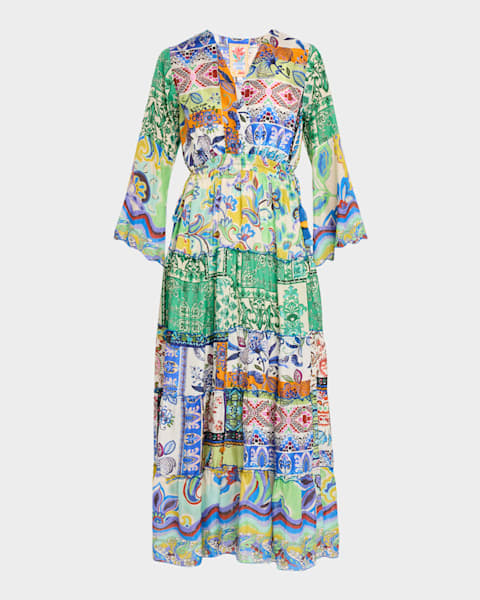 Pucci Foulard-Print Silk Backless Halter Maxi Dress | Neiman Marcus