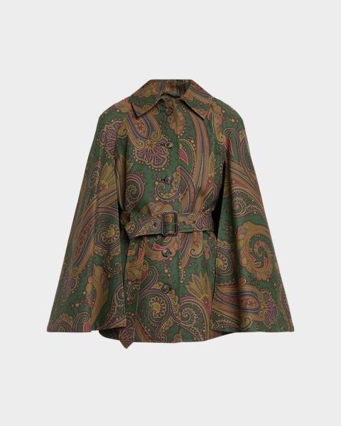 ETRO 140 x 200cm　横糸シルク25%綿75%　シルク混綿毛布　上質 Etro Jacquard Knit Cape Coat | Neiman Marcus