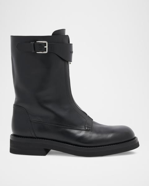 Burberry Men's Kent Leather Biker Boots | Neiman Marcus