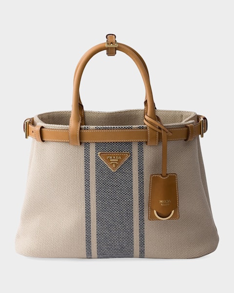 Prada Bicolor Woven Logo Shopper Tote Bag | Neiman Marcus
