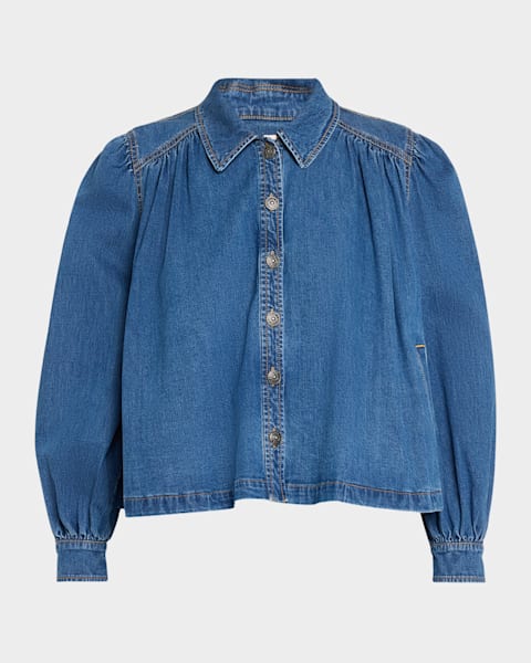 Prada Washed Denim Blouson Jacket | Neiman Marcus