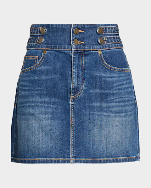 Cinq a Sept Benji Sparkly Denim Circle Skirt | Neiman Marcus