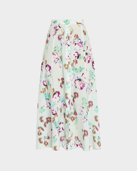 Silvia Tcherassi Kristina Striped Drop-Waist Midi Skirt | Neiman